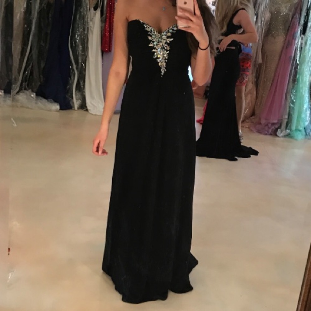 Black prom dress with jeweled top